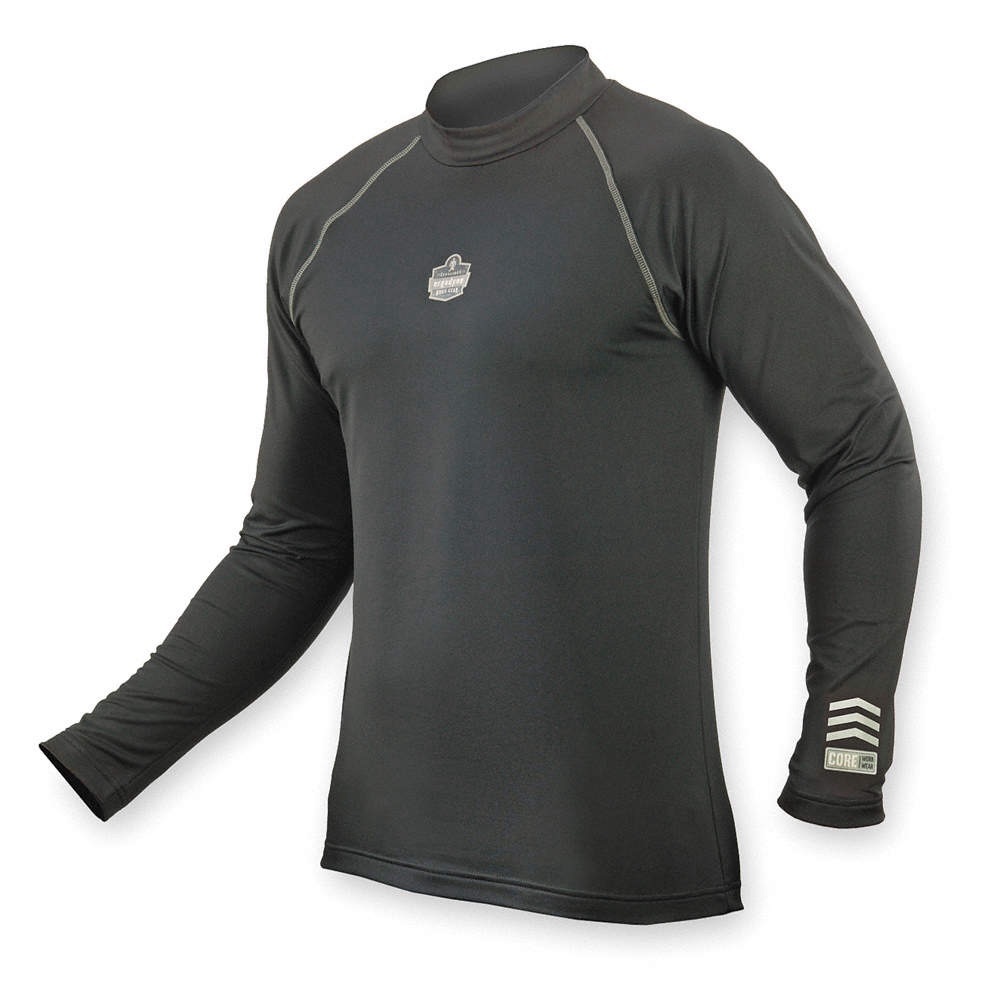 ERGODYNE MEN'S LONG SLEEVE T-SHIRT, BLACK, SIZE MEDIUM, RIPPED, POLYESTER